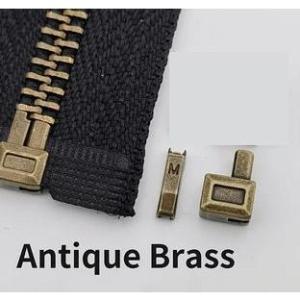 ファスナー 開具セット #5 アンティークブラス 箱棒 蝶棒 1セット ジッパー (W12B)