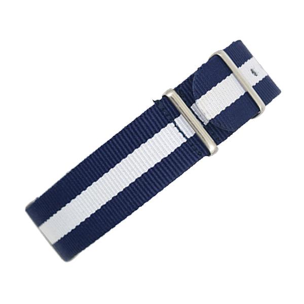腕時計ベルト ネイビーxホワイト 18mm 時計バンド ナイロン 替えバンド 替えベルト NATOタ...