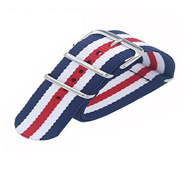 腕時計ベルト ネイビーxホワイトxレッド 18mm 時計バンド ナイロン 替えバンド 替えベルト N...