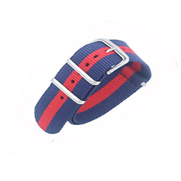 腕時計ベルト ネイビーxレッド 18mm 時計バンド ナイロン 替えバンド 替えベルト NATOタイ...