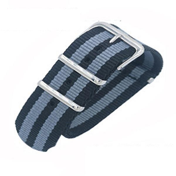 腕時計ベルト ブラックxグレーxブラック 18mm 時計バンド ナイロン 替えバンド 替えベルト N...