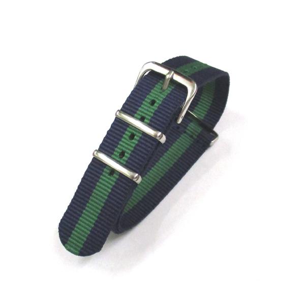腕時計ベルト ネイビーxグリーン 18mm 時計バンド ナイロン 替えバンド 替えベルト NATOタ...