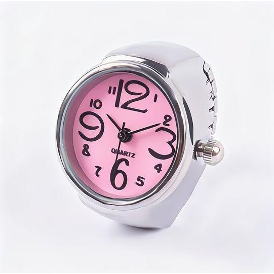 腕時計リング ピンクレッド 指時計 電子腕時計