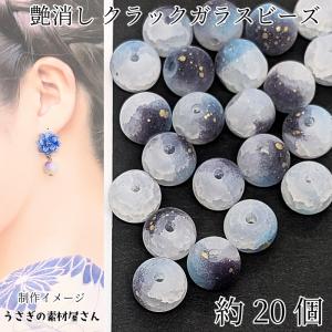 ガラス チャーム 蝶の羽 25mm 8個 パープル ブルー 紫系 横穴