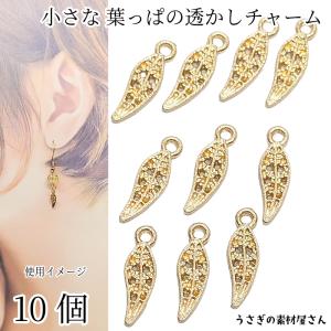 チャーム リーフ 葉っぱ 11mm 10個 小さめ 透かしチャーム シンプル アクセサリーパーツ うさぎの素材屋さん 植物 ボタニカル ハンドメイド パーツ