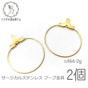チャーム 21mm サージカルステンレス フープ金具 2個/ゴールド色｜usaginosozaiya