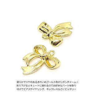 リボン チャーム ゴールド色 22.5mm 2...の詳細画像1
