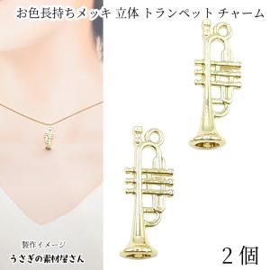 チャーム 楽器 トランペット 立体 管楽器 21mm 2個 お色長持ち ミュージックチャーム アクセサリーパーツ うさぎの素材屋さん ハンドメイド パーツ 音楽