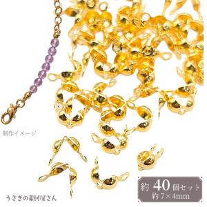 ダルマチップ クラムシェル ノットカバー 7×4mm 約40個 ゴールド 真鍮製 カロット止め 紐留め アクセサリーパーツ ハンドメイド DIY