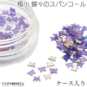 スパンコール 蝶々 極小 2mm×3mm ケース入り 1個(約0.5グラム）数量変更 ネイル レジンに 封入パーツ パープル系 紫色 オーロラメッキ ネイルアート｜usaginosozaiya