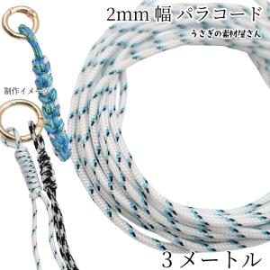 パラコード 幅2mm 約3メートル ポリエステル 紐 ひも ブルー×ライト