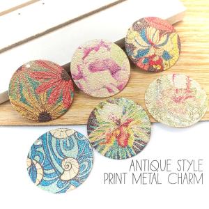 4個 約25mm アンティーク調*プリントメタル...の商品画像