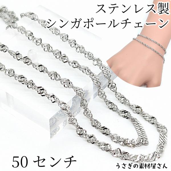 チェーン 304ステンレス製 2.5mm カット済み ステンレス色 約50センチメートル シンガポー...