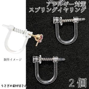2個（1ペア）約25mm 高品質ばね式フープピアス キャッチレス : うさぎ 