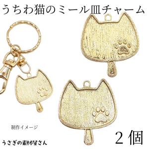 ねこ レジン枠 空枠 猫チャーム 43mm 2個 お色長持ちメッキ ネコ 蝶々