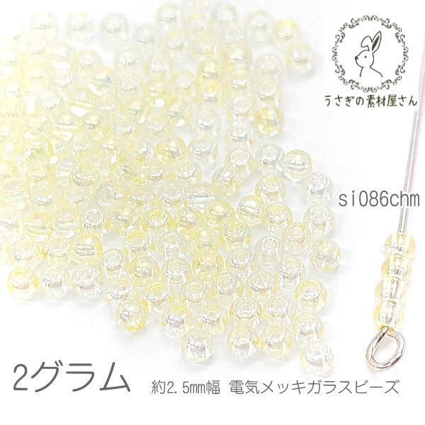 シードビーズ 約2.5mm幅 極小 電気メッキ ガラスビーズ 約2グラム（130粒目安）/シャンパン...