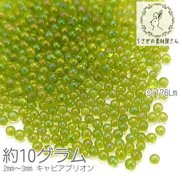 ガラスブリオン 2mm?3mm キャビアブリオン 穴なし ネイルやレジンに 10グラム/ライム