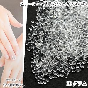 ガラス チップ 穴なし さざれ 2.5mm〜5mm 程度 10グラム クリア色 透明 ガラスチップ ガラスの粒 ネイルやレジンに ハンドメイドパーツ うさぎの素材屋さん