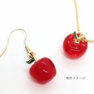 チャーム ランプワークガラス リンゴ ペンダン...の詳細画像2