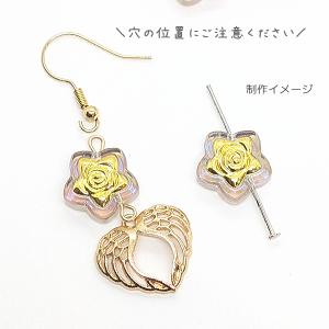 ビーズ 星 薔薇 4個 14mm オーロラ加工...の詳細画像2