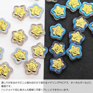 ビーズ 星 薔薇 4個 14mm オーロラ加工...の詳細画像3