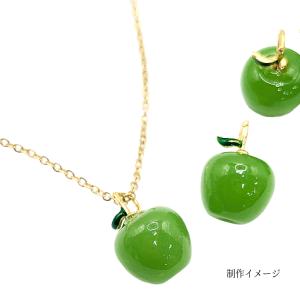 チャーム ランプワークガラス リンゴ ペンダン...の詳細画像2
