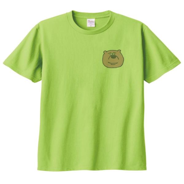 熊　クマ　動物　生き物　Tシャツ　ライトグリーン　ワンポイント