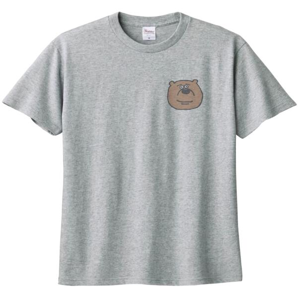 熊　クマ　動物　生き物　Tシャツ　杢グレー　ワンポイント