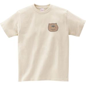 熊　クマ　動物　生き物　Tシャツ　ライトベージュ　ワンポイント｜usakitiya