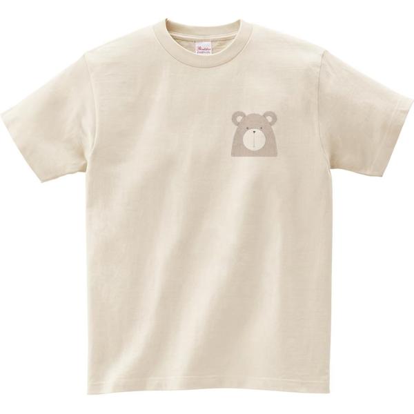 クマ　熊　動物　生き物　Tシャツ　ライトベージュ　ワンポイント