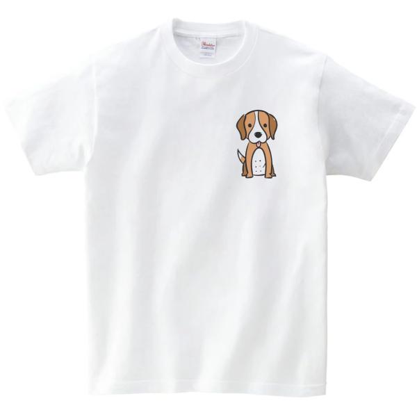 ビーグル　イヌ　犬　動物　生き物　Tシャツ　白　ホワイト　ワンポイント