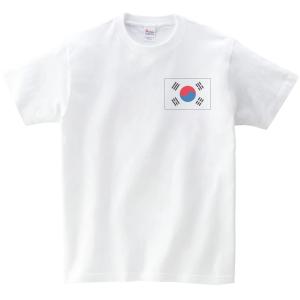 韓国　国　国旗　Tシャツ　白　ホワイト　ワンポイント｜usakitiya