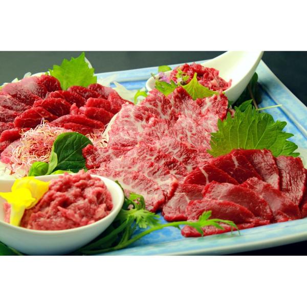 熊本「千興ファーム」 鮮馬刺しバラエティ5種セット 計340g タレ付 馬肉 馬刺し ユッケ ゆっけ...