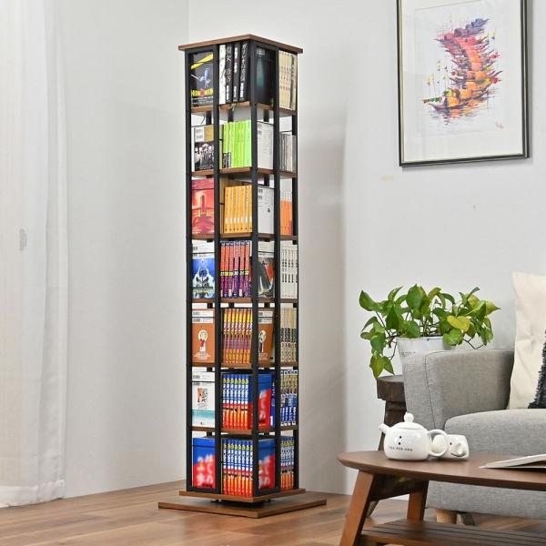 コミックラック 回転 本棚 収納 タワーラック CD・DVD収納 省スペース 大容量 フクダクラフト...