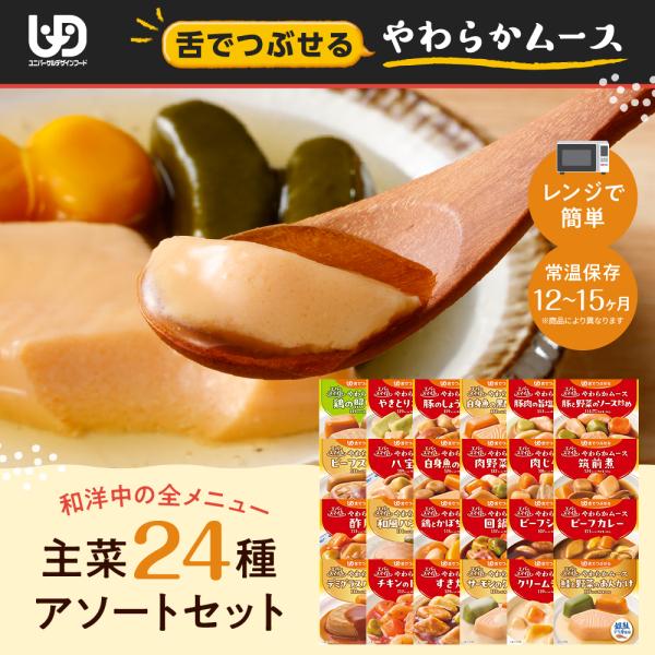 大和製罐 エバースマイル ムース食主菜全種24種アソートセット 介護食 ムース食 やわらかい 常温保...