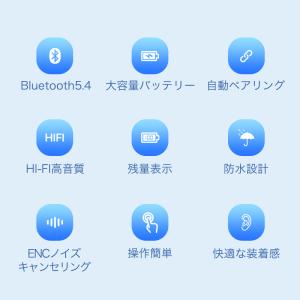 ワイヤレスイヤホン Bluetooth 5.4...の詳細画像2