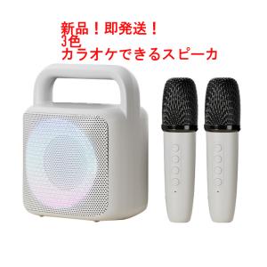 スピーカー Bluetooth ワイヤレスマイク 2本 カラオケセット家庭用 車載　充電式 マイク 録音USB/TF　パーティー｜usami-store