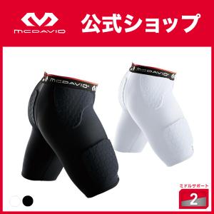 McDavid公式 マクダビッド HEX サッドショーツ 1枚入 XS -XL メンズ ユニセックス ヒザ上丈 パッド内蔵 ポケット付 UVカット M737 コンプレッションウェア
