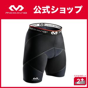 McDavid公式 マクダビッド クロスコンプレッション ショーツ 1枚入 S -XL メンズ ユニセックス 膝上丈/5分丈 UVカット ブラック M8200