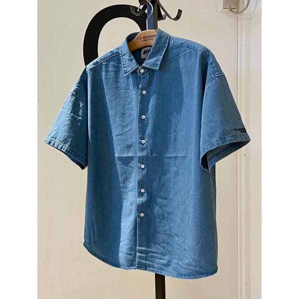 U.S.BOARDER ユーエスボーダー 半袖 5分袖 シャツ デニムシャツ ブルー