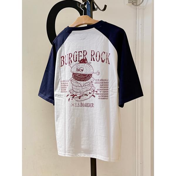 U.S.BOARDER ユーエスボーダー 半袖 Tシャツ ラグラン ハンバーガー バックプリント