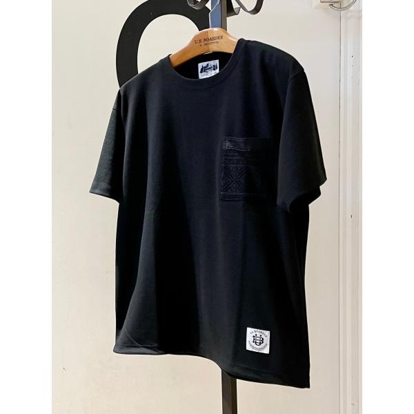 U.S.BOARDER ユーエスボーダー 半袖 Tシャツ ポケットTシャツ 短丈 ブラック
