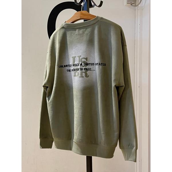 U.S.BOARDER ユーエスボーダー スエード トレーナー スウェット オリーブ カーキ グリー...