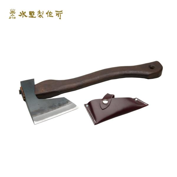 斧 割込地型鉞 570g 焼曲柄 010-141 まさかり オノ 革サック付 アウトドア キャンプ ...