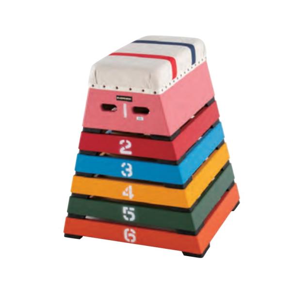 受注生産 カラーとび箱6段 指導ライン入 EKF166 65-30×60×80cm 体操 とび箱 木...