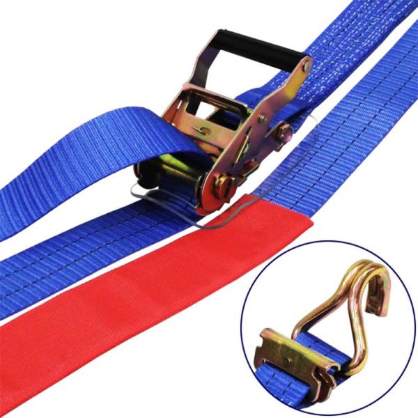 ラッシングベルト 青 75807 レール/Jフック1ton 幅50mm 長さ1+3m 荷締め ラッシ...