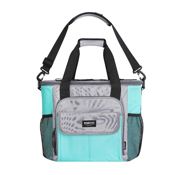 IGLOO MAXCOLD-TOTE 28-CAN COOLER BAG- AQUA/GREY