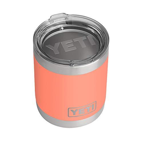 YETI Rambler 10オンス ローボール 蓋付き 真空断熱 ステンレス製、コーラル