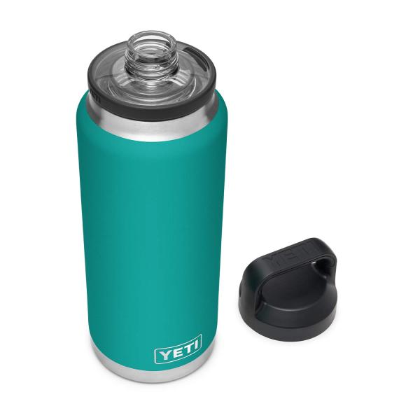 YETI Rambler 36オンス ボトル キャップ付き 真空断熱 ステンレス製、アクアファーブル...