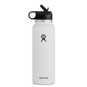 HYDRO FLASK 40 OZ WIDE MOUTH STRAW LID WHITE